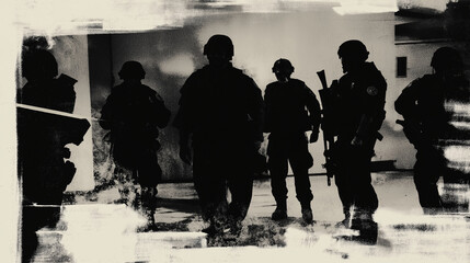 Special forces soldiers walking in line holding rifles