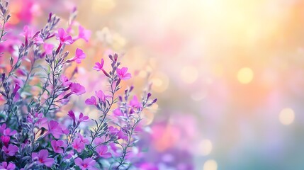 Naklejka premium A beautiful arrangement of pink flowers against a soft, dreamy background, evoking a serene and peaceful atmosphere.