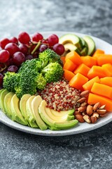 Fresh Healthy Food Platter with Vegetables and Fruits