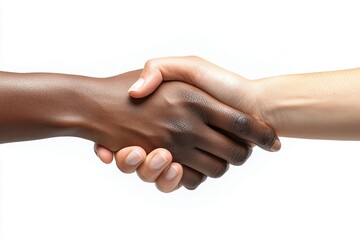 professional handshake between diverse business people symbolizing partnership and collaboration crisp white background emphasizes the importance of the gesture in a clean corporate setting