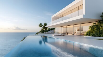 Fototapeta premium Luxurious modern directory layout with a minimalist design, displaying high-end real estate listings on a clean white background with ample white space for a professional look.