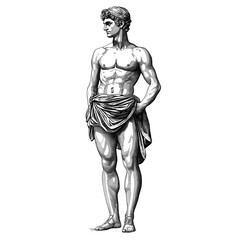 Roman man vintage illustration isolated on transparent background, Generative AI
