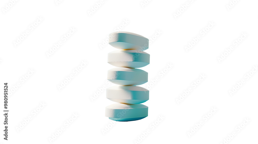 Wall mural stacked pills on blue background