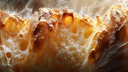 Golden Crumb: A Close-Up of Baked Bread