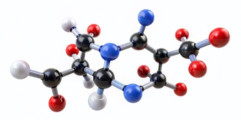 Molecular model of serine, a non-essential amino acid, featuring a hydroxymethyl side chain and a carboxyl and amino