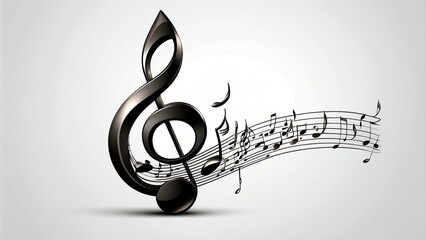  Elegant single musical note with sharp details, isolated on a transparent background, creating a sleek and modern visual