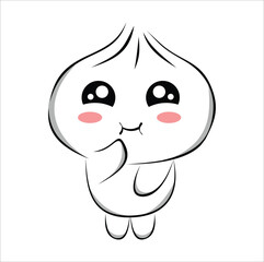 cute cartoon steamed bun illustration line art