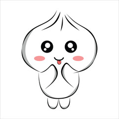 cute cartoon steamed bun illustration line art