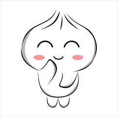 cute cartoon steamed bun illustration line art