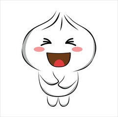 Obraz premium cute cartoon steamed bun illustration line art