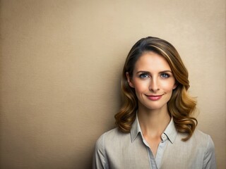 Fototapeta premium Neutral-colored background with subtle texture, crisp lighting, and a blank space where a subject's face would be,