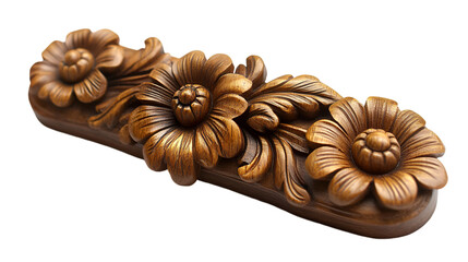 Intricate Close-Up of a Beautifully Crafted Wood Carving.