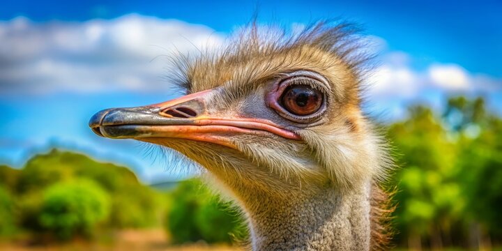 Majestic flightless bird boasts iridescent feathers and impressive speed, its large size and striding gait making it a