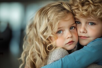 A heartfelt goodbye between siblings as they embrace each other, sharing a tender moment before parting ways at home