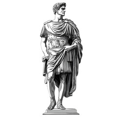Roman man vintage illustration isolated on transparent background. Generative AI
