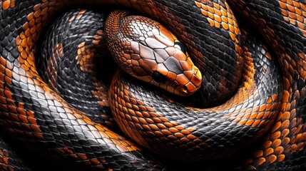Fototapeta premium background of snake body wrapped in rings, high detail