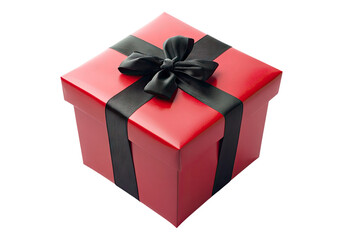Obraz premium Red gift box. Transparent background, Isolated PNG.