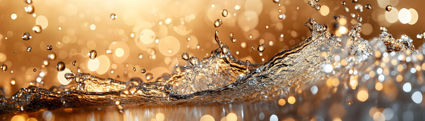 Glossy Champagne Splash Concept: Celebrate New Year 2025 with Sparkling Energy, Dynamic Movement, and Exhilarating Atmosphere in Photo Stock