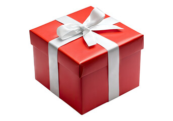 Red gift box. Transparent background, Isolated PNG.