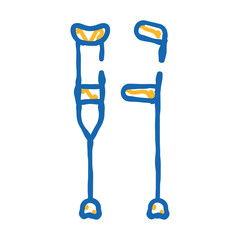 crutches tool doodle icon sketch vector. crutches tool sign. isolated symbol illustration