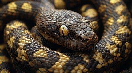 Fototapeta premium background of snake body wrapped in rings, high detail