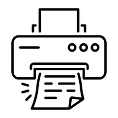 An outline icon of paper printer 