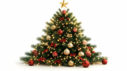 3D Santa's Christmas Tree Vector Illustration: A Decorated Tree with Colorful Ornaments Isolated on White for Infographics