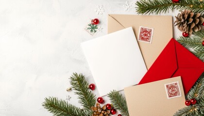 Christmas Letters to Santa Handwritten letters with festive decorations and stamps addressed to Santa