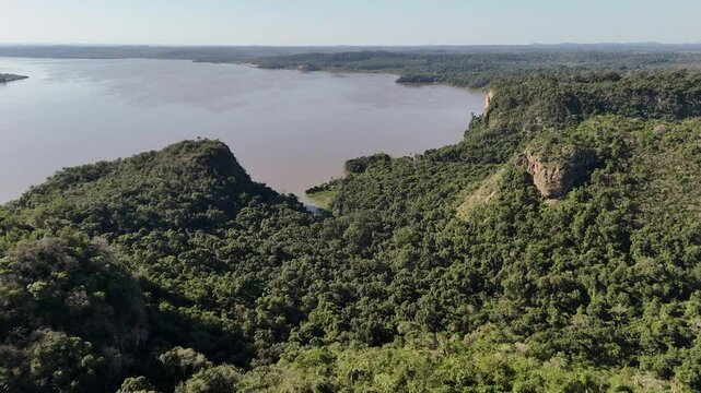 Aerial image of the Tey&uacute; Cuar&eacute; Nature Reserve in San Ignacio, Misiones, Argentina.