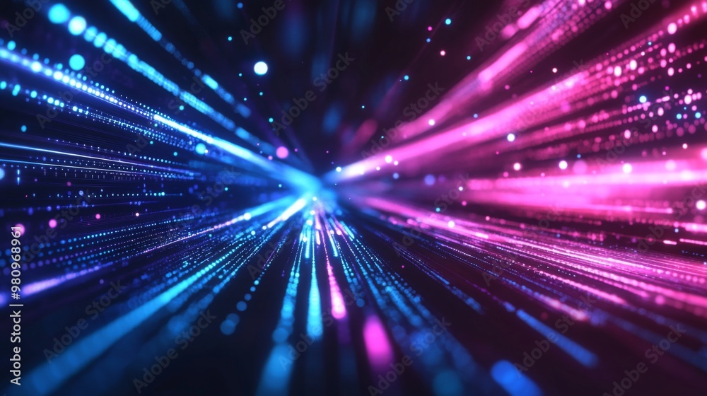 Poster A futuristic abstract background featuring neon lights and glowing lines, set against a dark backdrop to create a high-tech and sophisticated look.