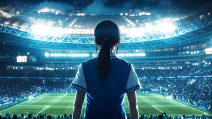 憧れのピッチを眺めるアジア人少女02