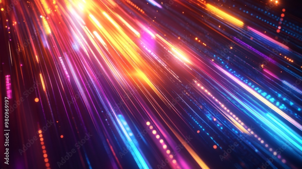 Fototapete a futuristic abstract background featuring neon lights and glowing lines, set against a dark backdro