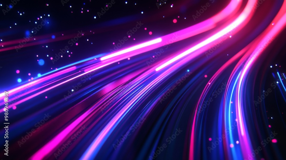 Fototapete a futuristic abstract background featuring neon lights and glowing lines, set against a dark backdro