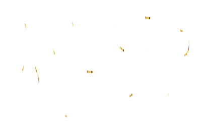 Luxury gold sparkle confetti glitter and zigzag ribbon falling down on transparent background. Vector illustration.