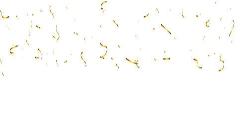 Obraz premium Abstract golden confetti falling down bokeh glitter and zigzag ribbon on transparent background. Design for holyday and celebration background. Vector illustration.