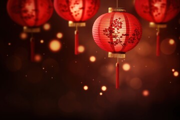 Fototapeta premium Chinese New Year style of lantern festival night red.