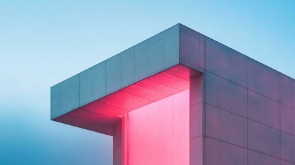 Obraz premium Modern architectural design with vibrant pink and blue hues. A striking example of contemporary urban aesthetics and creativity.