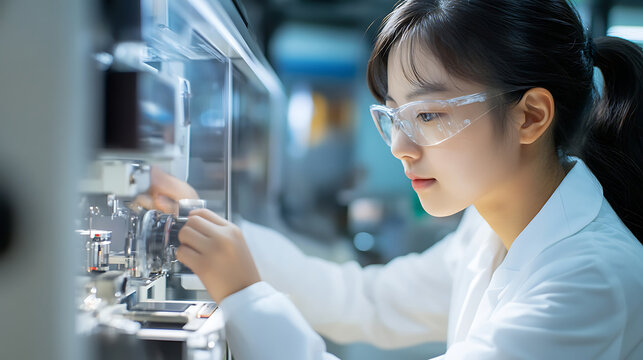 Technician using a light box to inspect product surface finishes, surface inspection, visual quality control 