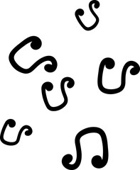 music notes silhouettes vector. song tunes. melody