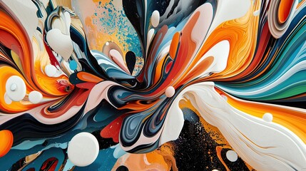 Abstract swirling patterns of vibrant colors and textures, creating a captivating visual experience.