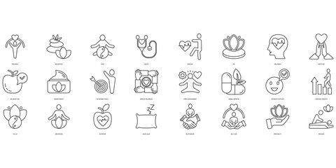 Obraz premium Wellness icons set. Set of editable stroke icons.Set of Wellness