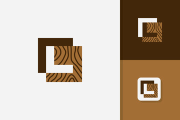 l letter wood logo design vector template