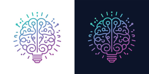 Artificial Intelligence AI Chip in Human Brain. Artificial Intelligence icon with Machine learning, digital skills, generative AI, AI technology, algorithm, virtual intelligence and future