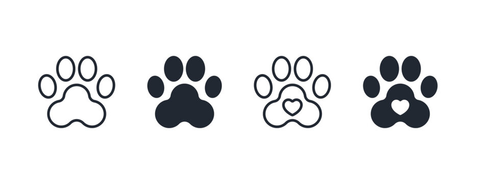 Pet paw editable stroke outline icon isolated on white background flat vector illustration. Pixel perfect. 64 x 64.