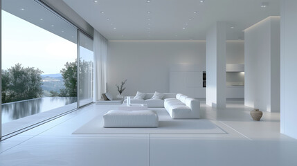 Modern architecture interior design minimalist style digital art illustration