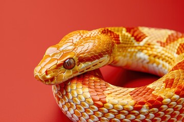 Fototapeta premium Symbol of the new year - a snake on a plain colored background