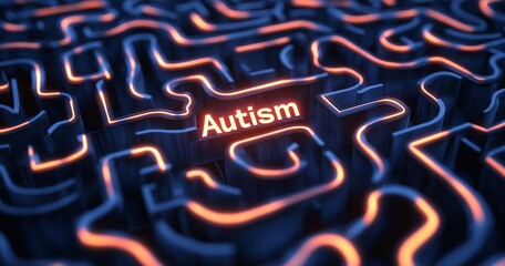 Autism Concept in a Digital Maze
