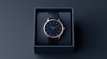 Elegant black watch in a sleek gift box, showcasing modern design and luxury appeal for fashion and accessory lovers.