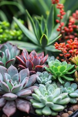 Obraz premium A collection of rare and exotic succulents with geometric shapes and vibrant