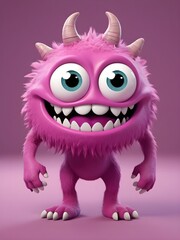 Fototapeta premium Smilecore Monster A Quirky 3d Animation Cartoon In Magenta Style